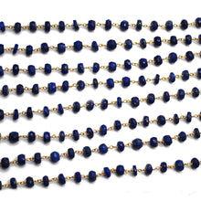 Load image into Gallery viewer, Lapis Lazuli Faceted Large Beads 5-6mm Gold Plated Rosary Chain
