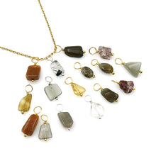 Load image into Gallery viewer, 5pc Organic Gold Wire Wrapped Tumbled Necklace Pendant 18 Inch

