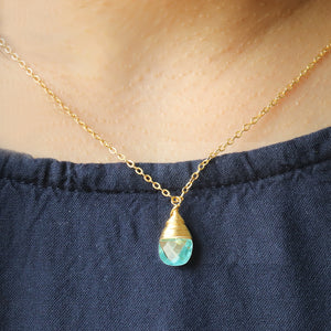 5PC Teardrop Gemstone Pendant Necklace | Gold Plated Beads Jewellery | Birthstone Pendant Necklace
