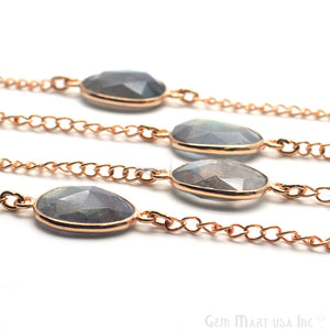 Labradorite 10x14mm Oval Gold Plated Bezel Link Connector Chain
