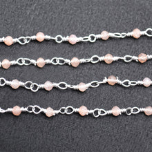 Load image into Gallery viewer, 5ft Strawberry Quartz 2-2.5mm Silver Wire Wrapped Beads Rosary | Gemstone Rosary Chain | Wholesale Chain Faceted Crystal
