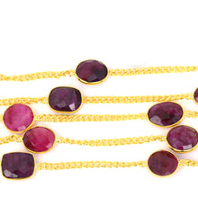 Load image into Gallery viewer, Ruby 10-15mm Mix Shape Gold Plated Wholesale Connector Rosary Chain
