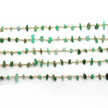Load image into Gallery viewer, Chrysoprase Nugget Beads Rosary 4-6mm Gold Plated Rosary 5FT
