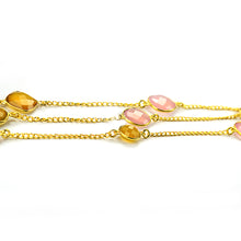 Load image into Gallery viewer, Rose Chalcedony With Yellow Chalcedony 10-15mm Mix Shape Gold Plated Wholesale Connector Rosary Chain

