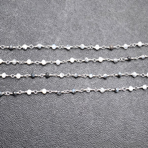 5ft Dendrite Opal 2.5-3mm Silver Wire Wrapped Beads Rosary | Gemstone Rosary Chain | Wholesale Chain Faceted Crystal