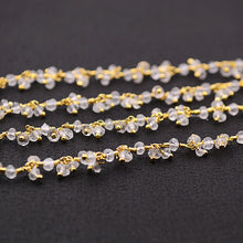 Load image into Gallery viewer, Crystal Cluster Rosary Chain 2.5-3mm Faceted Gold Plated Dangle Rosary 5FT
