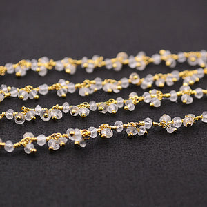 Crystal Cluster Rosary Chain 2.5-3mm Faceted Gold Plated Dangle Rosary 5FT