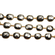 Load image into Gallery viewer, Pyrite 10-15mm Oval Gold Plated Bezel Continuous Connector Chain
