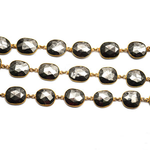 Pyrite 10-15mm Oval Gold Plated Bezel Continuous Connector Chain