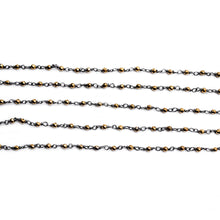 Load image into Gallery viewer, 5ft Golden Pyrite Gemstone Beaded 2-2.5mm Oxidized Wrapped Beads Rosary | Gemstone Rosary Chain | Wholesale Chain Faceted Crystal
