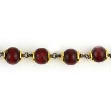 Load image into Gallery viewer, Red Wooden Faceted Large Beads 7-8mm Gold Plated Rosary Chain
