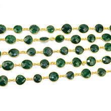 Load image into Gallery viewer, Emerald 10mm Mix Faceted Shape Gold Plated Bezel Continuous Connector Chain
