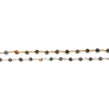 Load image into Gallery viewer, Pietersite Faceted Bead Rosary Chain 3-3.5mm Silver Plated Bead Rosary 5FT
