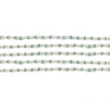 Load image into Gallery viewer, Apatite Faceted Bead Rosary Chain 3-3.5mm Silver Plated Bead Rosary 5FT
