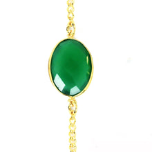 Load image into Gallery viewer, Green Onyx 15mm Mix Shape Gold Plated Wholesale Connector Rosary Chain
