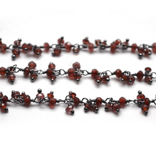 Load image into Gallery viewer, Garnet Cluster Rosary Chain 2.5-3mm Faceted Oxidized Dangle Rosary 5FT
