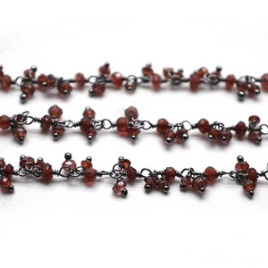 Garnet Cluster Rosary Chain 2.5-3mm Faceted Oxidized Dangle Rosary 5FT