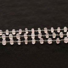 Load image into Gallery viewer, Rose Quartz Faceted Large Beads 7-8mm Silver Plated Rosary Chain
