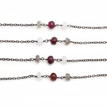 Load image into Gallery viewer, Multi Color Faceted Large Beads 5-6mm Oxidized Rosary Chain
