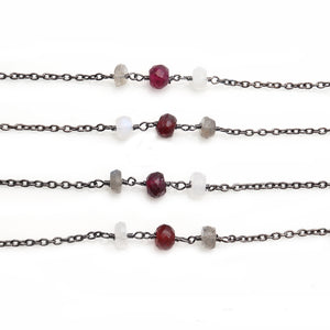 Multi Color Faceted Large Beads 5-6mm Oxidized Rosary Chain