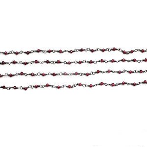 5ft Rhodolite 2-2.5mm Oxidized Wrapped Beads Rosary | Gemstone Rosary Chain | Wholesale Chain Faceted Crystal