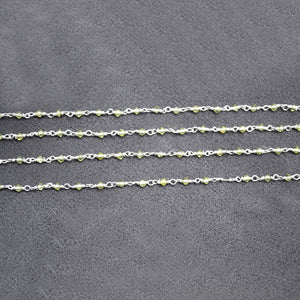 5ft Peridot 2-2.5mm Silver Wire Wrapped Beads Rosary | Gemstone Rosary Chain | Wholesale Chain Faceted Crystal