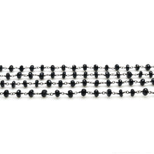 Load image into Gallery viewer, Black Spinel Faceted Large Beads 5-6mm Oxidized Rosary Chain
