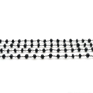Black Spinel Faceted Large Beads 5-6mm Oxidized Rosary Chain