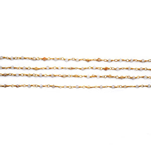 5ft Crystal 2-2.5mm Gold Wire Wrapped Beads Rosary | Gemstone Rosary Chain | Wholesale Chain Faceted Crystal
