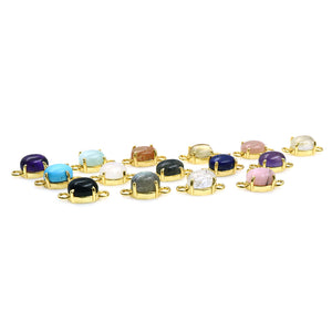 5pc Oval Gemstone Prong Setting 7x5mm Gold Plated 18 Inch Necklace Pendant