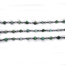 Load image into Gallery viewer, Chrysoprase Faceted Bead Rosary Chain 3-3.5mm Oxidized Bead Rosary 5FT
