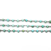 Load image into Gallery viewer, Blue Opal Faceted Large Beads 5-6mm Oxidized Rosary Chain
