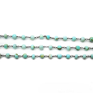 Blue Opal Faceted Large Beads 5-6mm Oxidized Rosary Chain