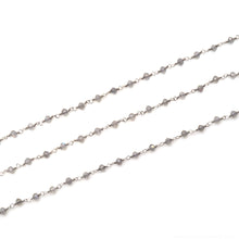 Load image into Gallery viewer, Labradorite Faceted Bead Rosary Chain 3-3.5mm Silver Plated Bead Rosary 5FT
