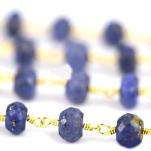 Load image into Gallery viewer, Lapis Lazuli Faceted Large Beads 5-6mm Gold Plated Rosary Chain
