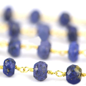 Lapis Lazuli Faceted Large Beads 5-6mm Gold Plated Rosary Chain