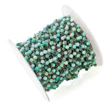Load image into Gallery viewer, Amazonite Faceted Bead Rosary Chain 3-3.5mm Oxidized Bead Rosary 5FT
