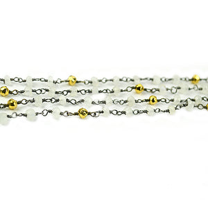 Rainbow & Golden Pyrite Faceted Bead Rosary Chain 3-3.5mm Oxidized Bead Rosary 5FT