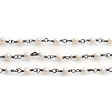 Load image into Gallery viewer, Pearl Faceted Bead Rosary Chain 3-3.5mm Oxidized Bead Rosary 5FT
