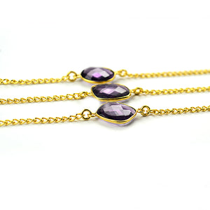 Amethyst 10-15mm Mix Shape Gold Plated Wholesale Connector Rosary Chain