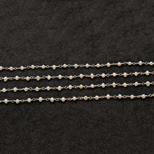 Load image into Gallery viewer, Pearl Faceted Bead Rosary Chain 3-3.5mm Sterling Silver Bead Rosary 5FT
