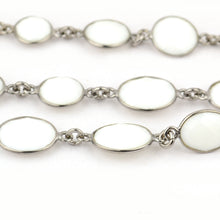 Load image into Gallery viewer, White Agate 10mm Mix Faceted Shape Oxidized Bezel Continuous Connector Chain
