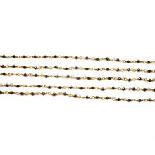 Load image into Gallery viewer, 5ft Black Pyrite 2-2.5mm Gold Wire Wrapped Beads Rosary | Gemstone Rosary Chain | Wholesale Chain Faceted Crystal
