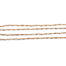Load image into Gallery viewer, 5ft Orange Moonstone 2-2.5mm Gold Wire Wrapped Beads Rosary | Gemstone Rosary Chain | Wholesale Chain Faceted Crystal
