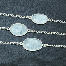 Load image into Gallery viewer, Rainbow Moonstone 10-15mm Mix Shape Silver Plated Wholesale Connector Rosary Chain

