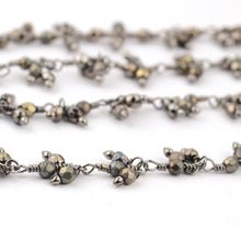 Load image into Gallery viewer, Mystique Pyrite Cluster Rosary Chain 2.5-3mm Faceted Oxidized Dangle Rosary 5FT
