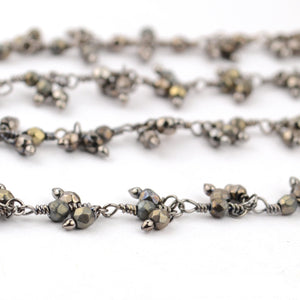Mystique Pyrite Cluster Rosary Chain 2.5-3mm Faceted Oxidized Dangle Rosary 5FT
