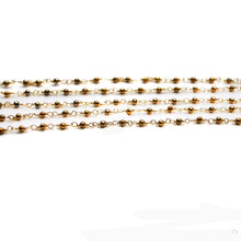 Load image into Gallery viewer, 5ft Golden Pyrite 2-2.5mm Gold Wire Wrapped Beads Rosary | Gemstone Rosary Chain | Wholesale Chain Faceted Crystal
