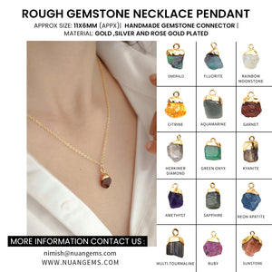 5PC Rough Gemstone Pendant | Free Form Gold Plated Birthstone Necklace | Pendants Necklace for Woman
