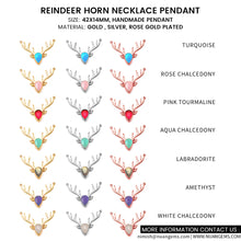 Load image into Gallery viewer, 5PC Reindeer Horn Gemstone Necklace Pendant | Rose Gold Plated Birthstone | Charms &amp; Pendants | Gemstone Pendant
